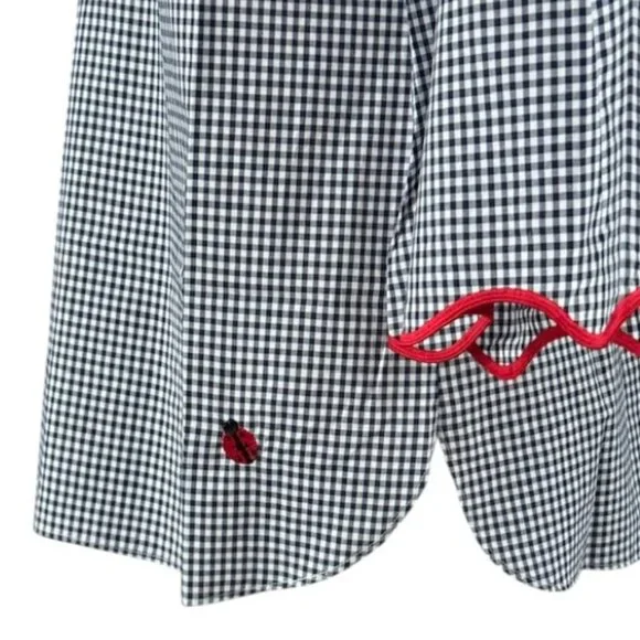 Oprah Magazine NWOT For Talbots Popover Shirt Wome's Ladybug Black Gingham Top S - Picture 9 of 14